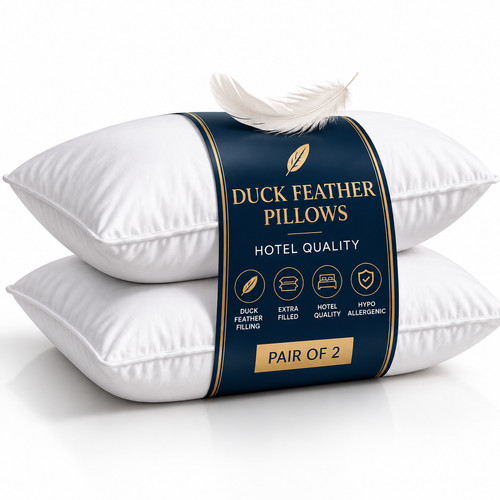Duck feather pillows pair - duck,