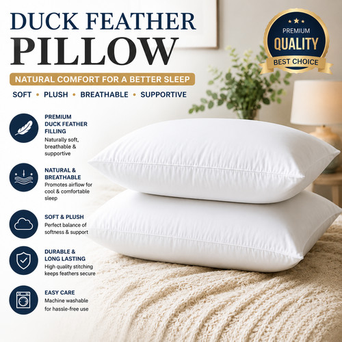 Duck feather pillows - feather, pair