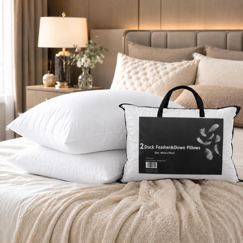 Duck feather pillows pair - feather,