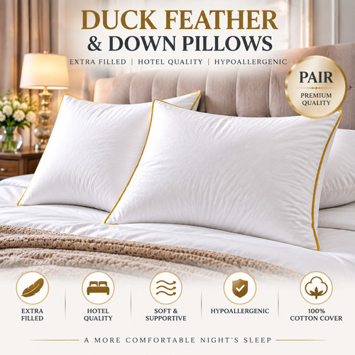 Duck feather pillows pair - feather,