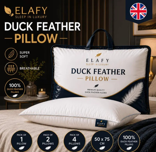 Duck feather pillows pair - feather,