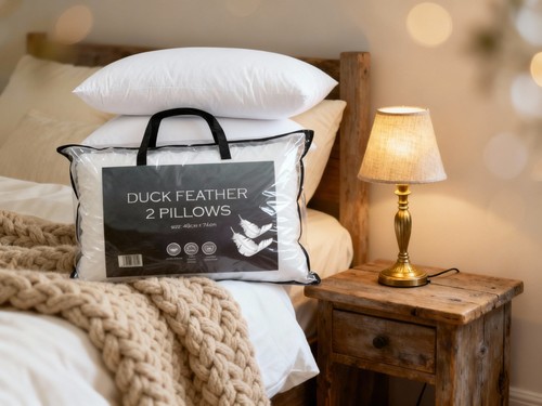 Duck feather pillows pair - duck,