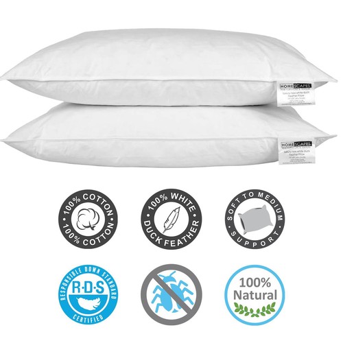 Duck feather pillows pair - feather,