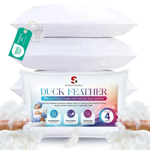 Duck feather pillows pair - duck,