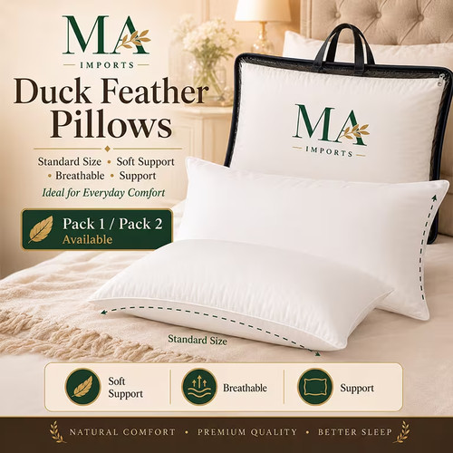 Duck feather pillows pair - feather,